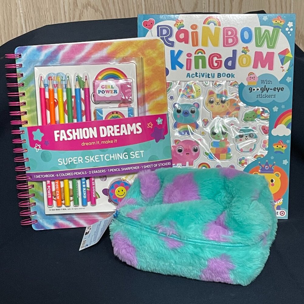 NEW Fashion Dreams Sketching Set, Rainbow Kingdom Activity Book & Monsters Bag